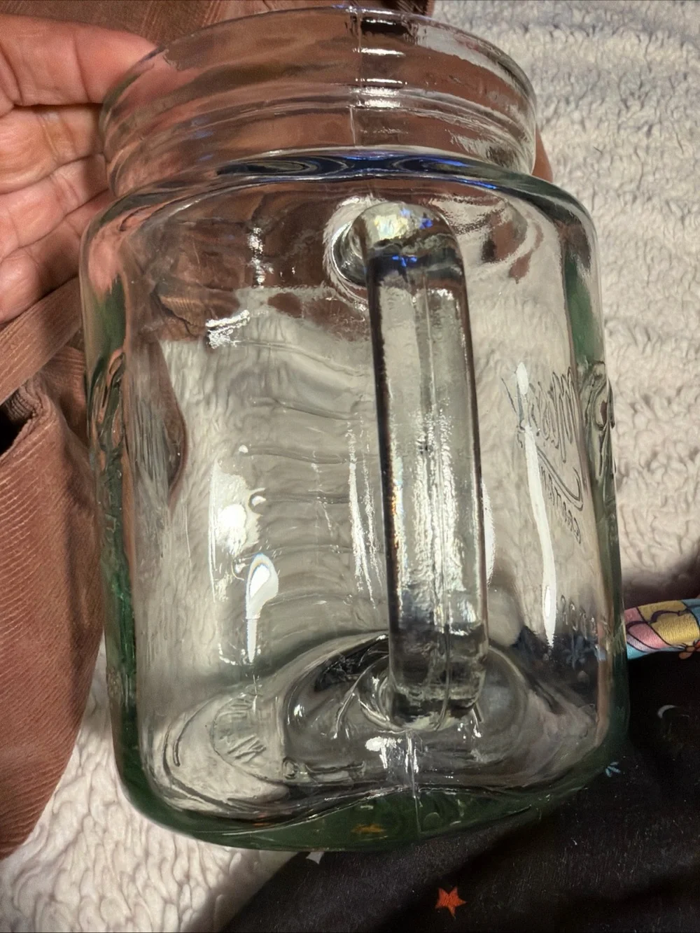 68oz 2L Vtg looking Retro Mason Clear Glass Storage Jar with Handle - Clear